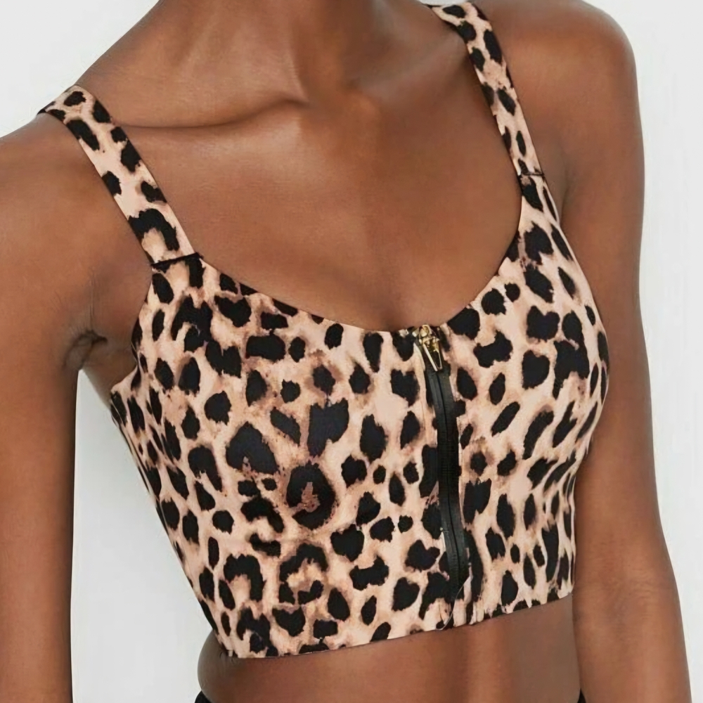 Victoria's Secret Leopard Print Fitted Crop Tank Top